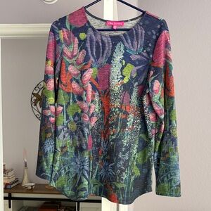 Multicolor Botanical Print Long Sleeve Top